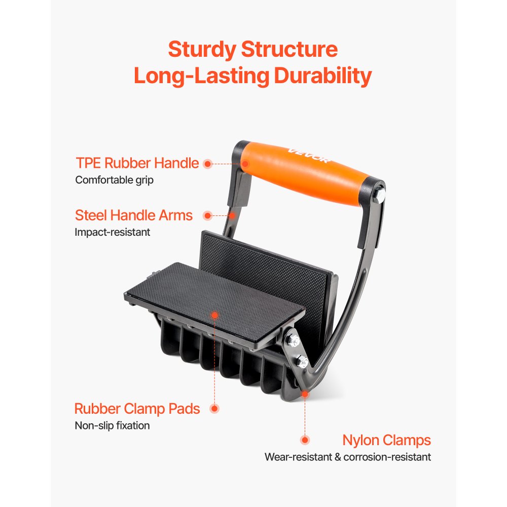 VEVOR Plywood Carrier, 200 lbs Single Clamp Capacity, 2 Pack Adjustable Drywall Carrying Tool for 0-1 Inches Thickness Boards, Plywood Carrier with Non-Slip Grips for Plastic Boards, Plywood, Drywall