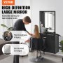 VEVOR Salon Storage Cabinet, Wall Mounted Barber Salon Station for Hair Stylist, Hair Stylist Station Set, with 3 Sleeves, A Mirror, Double-door Cabinet, and A Drawer, Black