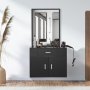 modern VEVOR salon organizer with mirror, black cabinet, and styling tools, creating a sleek setup.