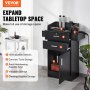 VEVOR Salon Storage Cabinet, Barber Salon Station for Hair Stylist, Hair Stylist Station Set, with 6 Sleeves, 1 Storage Cabinet, and 2 Drawers(One Lockable), Black