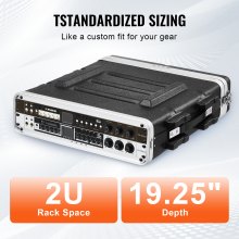 VEVOR 2U Rack Case Server Rack szekrény 19 mélységben ABS építő fogantyúval