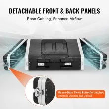 Gabinete para servidor VEVOR 2U con estructura en rack de 19 pulgadas de profundidad y asa de construcción ABS