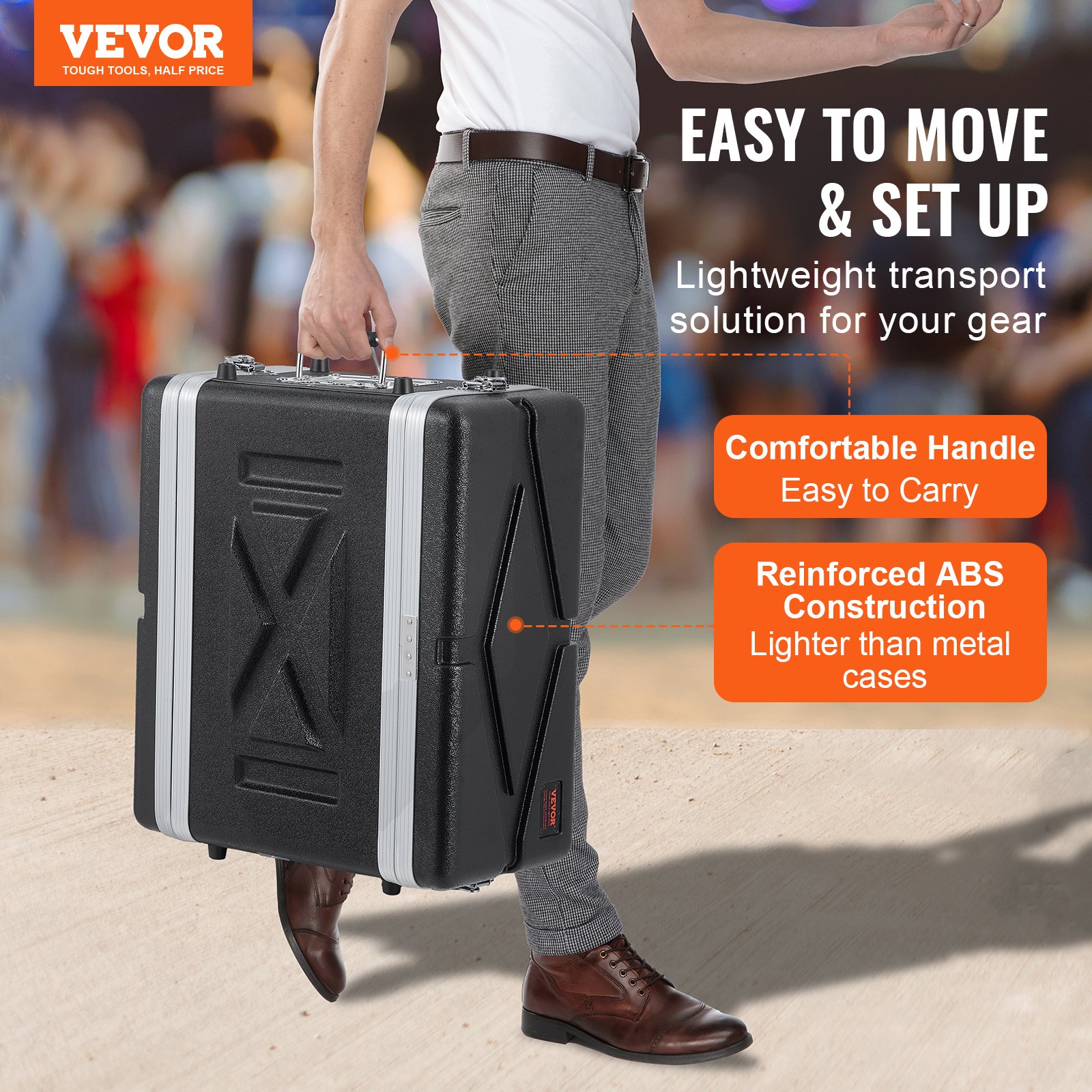 VEVOR 4U Rack Case Server Rack Cabinet 317,5mm / 12.5 in Depth with ABS Construction Handle