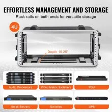 Gabinete para servidor VEVOR 4U Rack Case de 19 pulgadas de profundidad con manija de construcción ABS