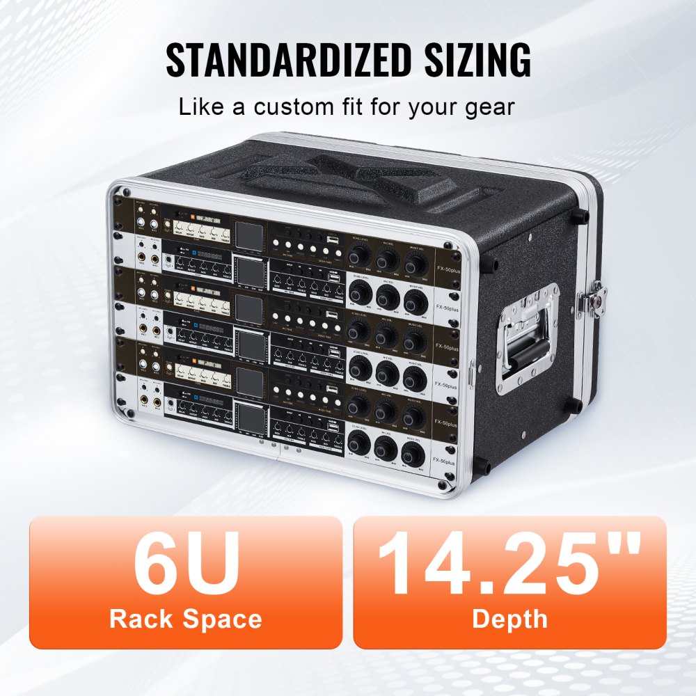 VEVOR 6U Rack Case Server Rack Cabinet 317,5mm / 12.5 in Depth with ABS Construction Handle