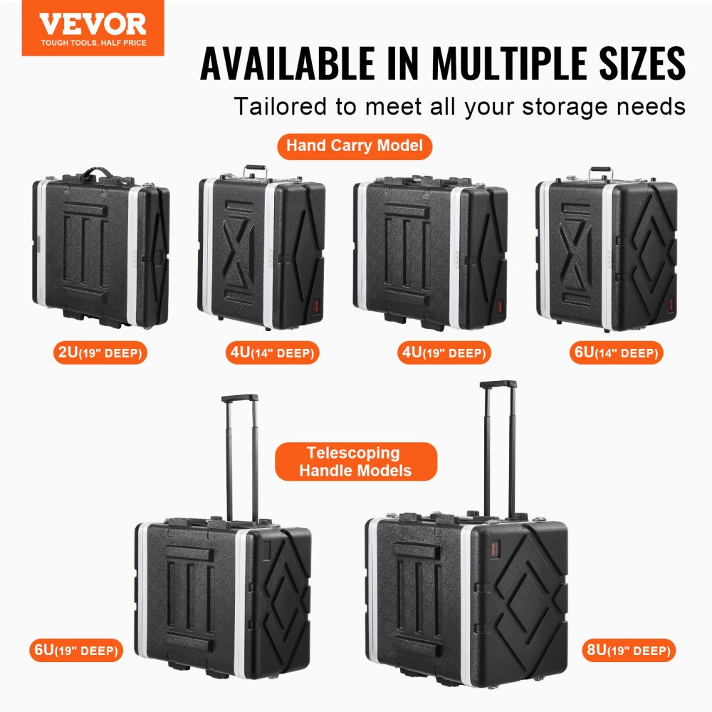 VEVOR 6U Rack Case Server Rack Cabinet 317,5mm / 12.5 in Depth with ABS Construction Handle