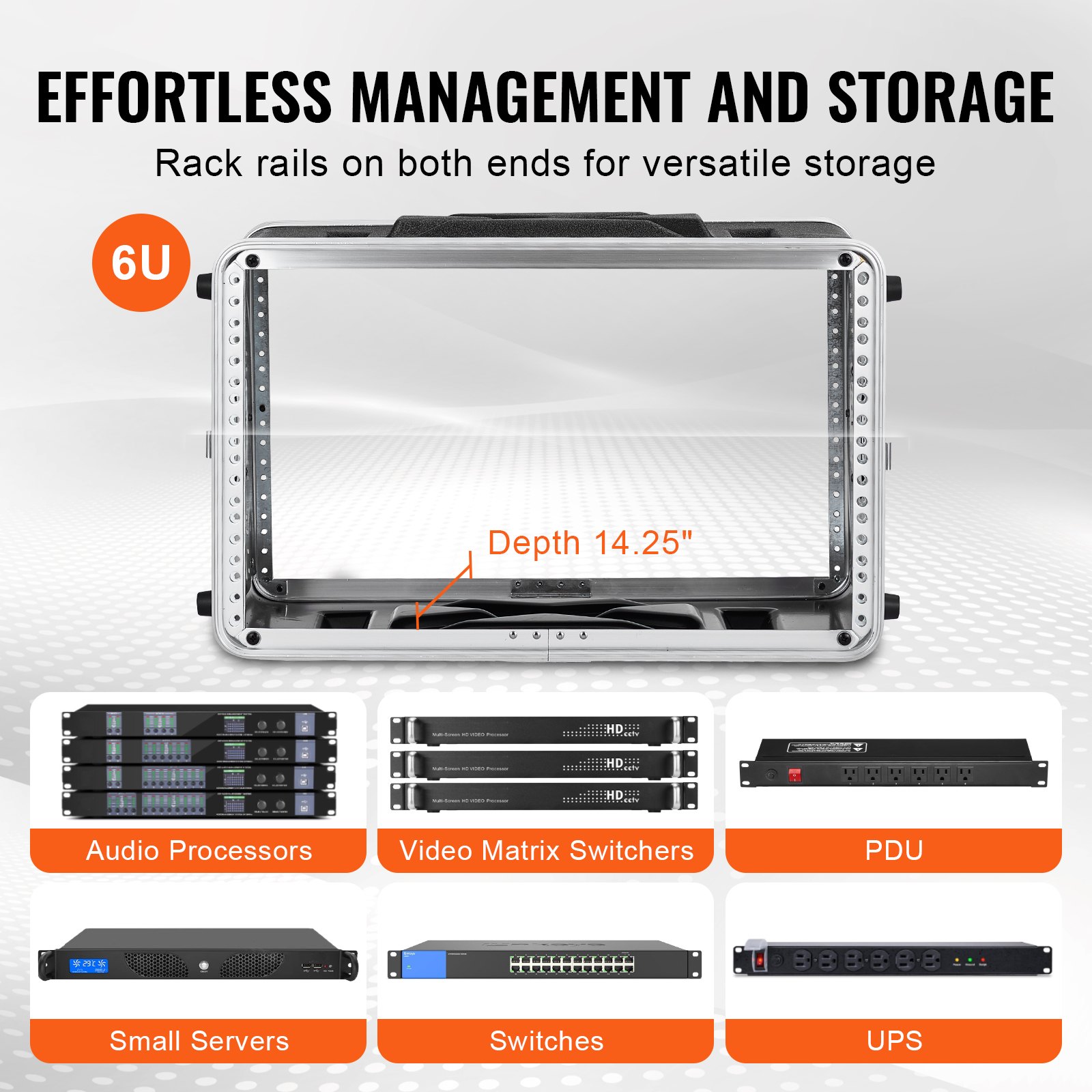 VEVOR 6U Rack Case Server Rack Cabinet 317,5mm / 12.5 in Depth with ABS Construction Handle