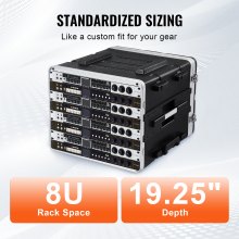 VEVOR 8U Rack Case Server Rack szekrény 19 mélységben ABS építő fogantyúval