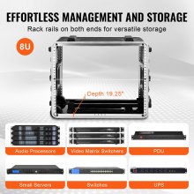 VEVOR 8U Rack Case Server Rack Cabinet 19 in Depth with ABS Construction Handle