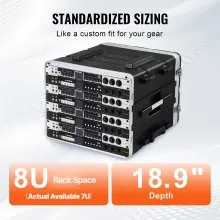 Gabinete para rack de servidor VEVOR 8U de 19 pulgadas de profundidad con asa de construcción ABS