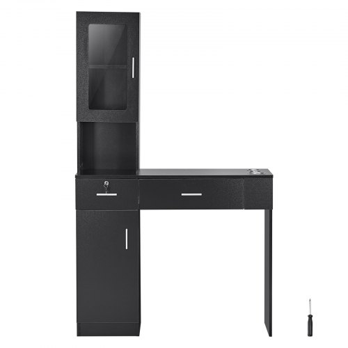 VEVOR White Wall Mount Styling Station Classic Locking 2 Drawers Storage Beauty Salon Equipment 5 Ha VEVOR White Wall Mount Styling Station Classic Locking 2 Drawers Storage Beauty Salon Equipment 5 Ha