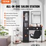 VEVOR Salong Station, Väggmonterad Barber Salon Station för frisör, Beauty Spa Möbelset, 1 förvaringsskåp, 3 Cubbies och 2 lådor (en låsbar), Svart