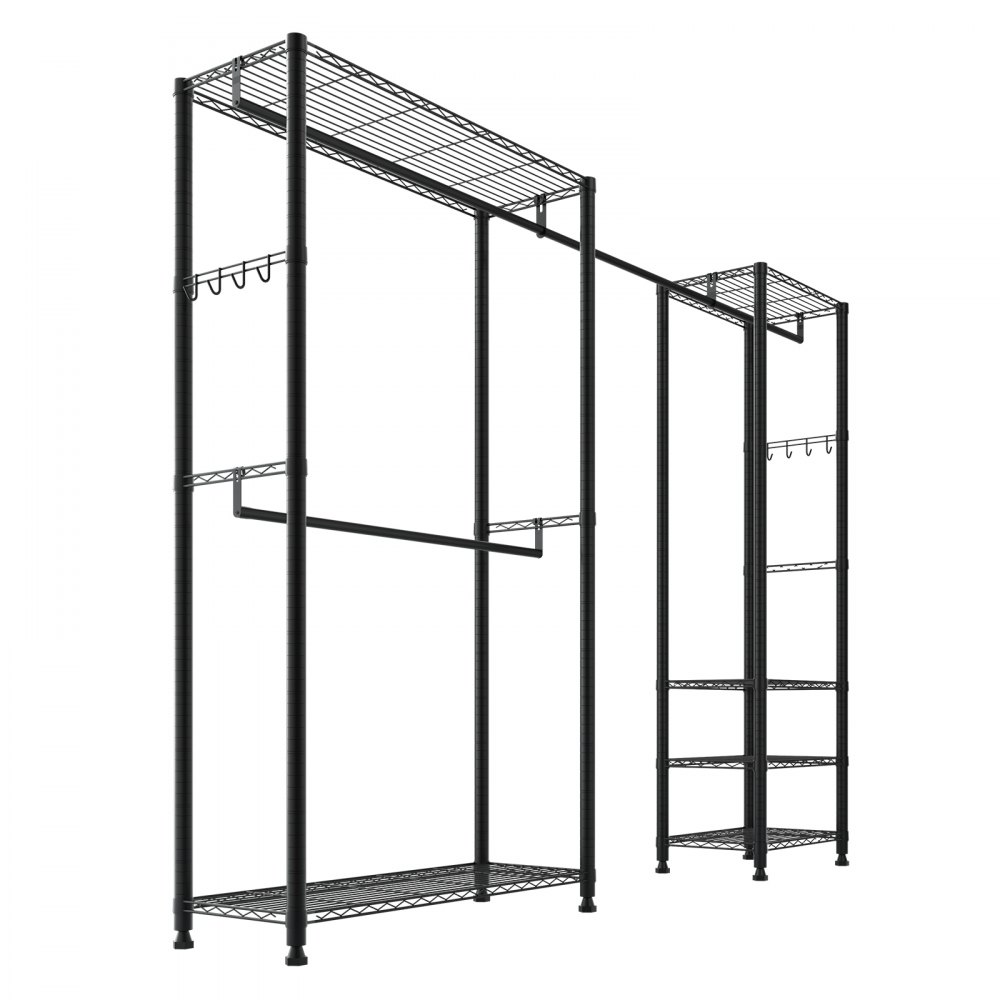 VEVOR Clothing Garment Rack, Heavy Duty Clothes Rack, Freestanding Clothes Racks with Steel Frame, 363 kg Load Capacity Closet Wardrobe with Storage Shelves for Bedroom, Clothing Store, Hallway