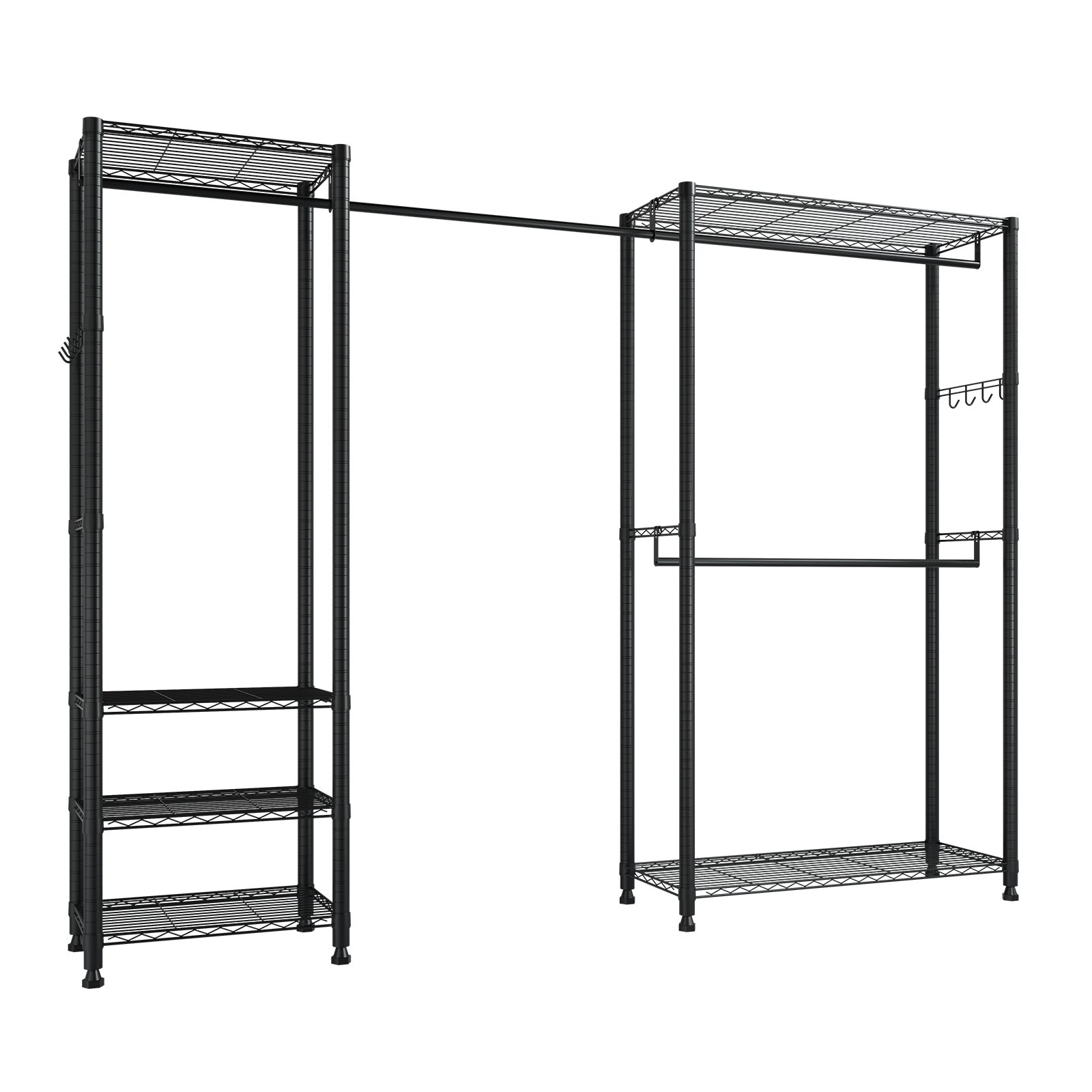 VEVOR Clothing Garment Rack, Heavy Duty Clothes Rack, Freestanding Clothes Racks with Steel Frame, 363 kg Load Capacity Closet Wardrobe with Storage Shelves for Bedroom, Clothing Store, Hallway