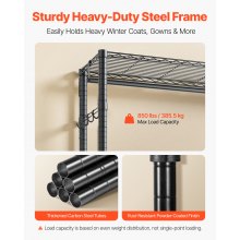 VEVOR Clothing Garment Rack, Heavy Duty Closet Wardrobe, 7 Adjustable Tiers Clothes Racks with Steel Frame, 850 lbs Load Capacity Clothes Rack with 4 Hanging Rods for Bedroom, Clothing Store, Hallway