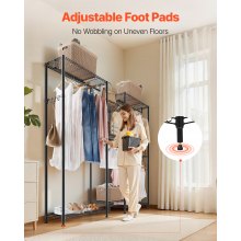 VEVOR Clothing Garment Rack, Heavy Duty Closet Wardrobe, 7 Adjustable Tiers Clothes Racks with Steel Frame, 850 lbs Load Capacity Clothes Rack with 4 Hanging Rods for Bedroom, Clothing Store, Hallway