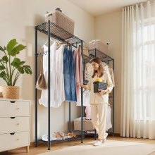 VEVOR Clothing Garment Rack, Heavy Duty Closet Wardrobe, 7 Adjustable Tiers Clothes Racks with Steel Frame, 850 lbs Load Capacity Clothes Rack with 4 Hanging Rods for Bedroom, Clothing Store, Hallway