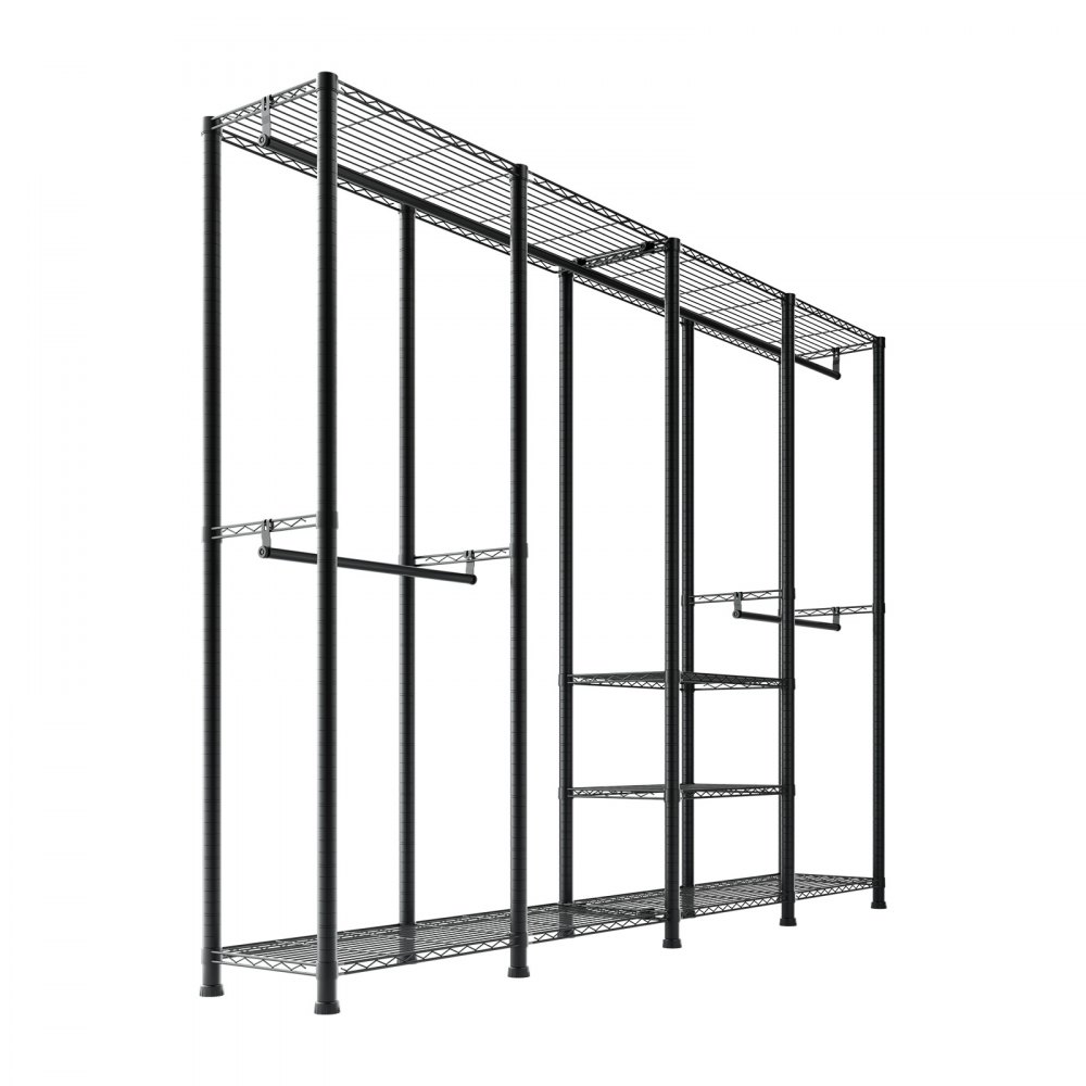 VEVOR Clothing Garment Rack, Heavy Duty Closet Wardrobe, Adjustable Tiers Clothes Racks with Steel Frame, 499 kg Load Capacity Clothes Rack with 4 Hanging Rods for Bedroom, Clothing Store, Hallway