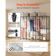 VEVOR Clothing Garment Rack, Heavy Duty Closet Wardrobe, Adjustable Tiers Clothes Racks with Steel Frame, 1100 lbs Load Capacity Clothes Rack with 4 Hanging Rods for Bedroom, Clothing Store, Hallway
