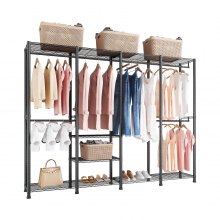 VEVOR Clothing Garment Rack, Heavy Duty Closet Wardrobe, Adjustable Tiers Clothes Racks with Steel Frame, 1100 lbs Load Capacity Clothes Rack with 4 Hanging Rods for Bedroom, Clothing Store, Hallway