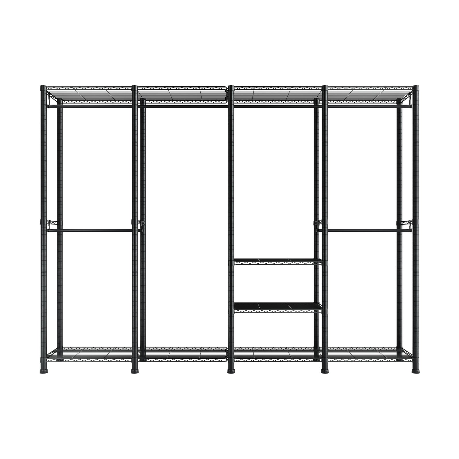 VEVOR Clothing Garment Rack, Heavy Duty Closet Wardrobe, Adjustable Tiers Clothes Racks with Steel Frame, 499 kg Load Capacity Clothes Rack with 4 Hanging Rods for Bedroom, Clothing Store, Hallway
