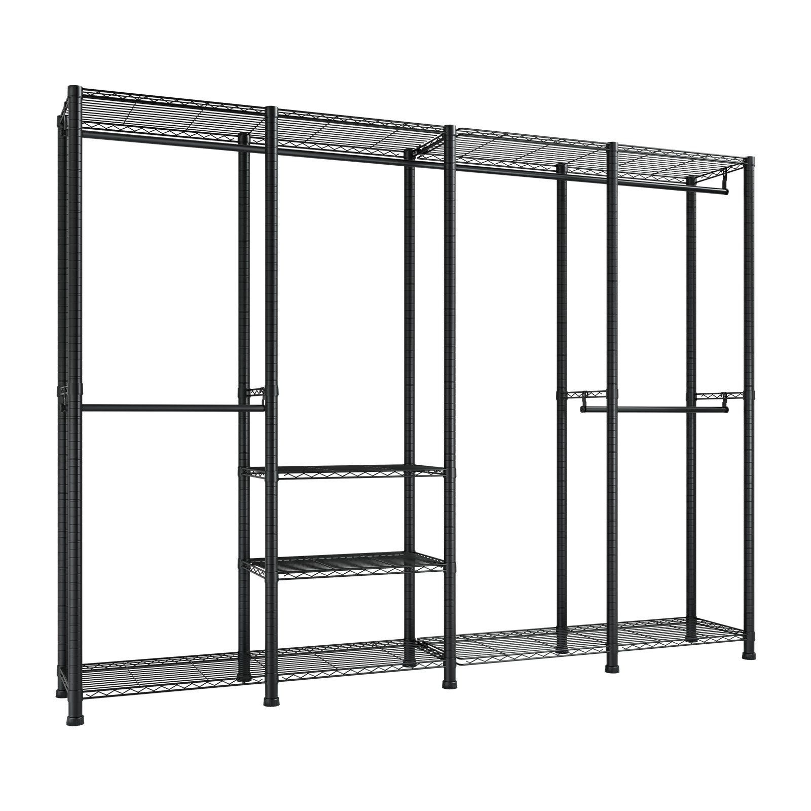 VEVOR Clothing Garment Rack, Heavy Duty Closet Wardrobe, Adjustable Tiers Clothes Racks with Steel Frame, 499 kg Load Capacity Clothes Rack with 4 Hanging Rods for Bedroom, Clothing Store, Hallway