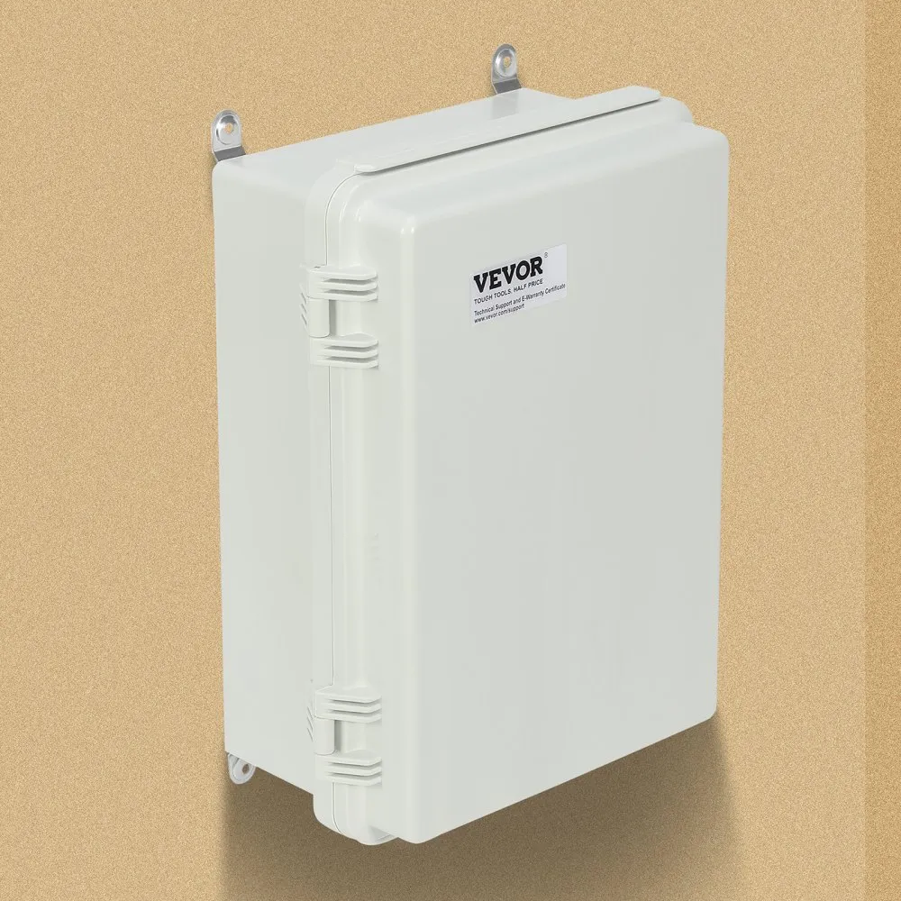 VEVOR Outdoor Electrical Junction Box, 300 x 200 x 180 mm, ABS Plastic Electrical Enclosure Box with Hinged Cover Stainless Steel Latch, IP67 Dustproof Waterproof for Outdoor Electrical Projects