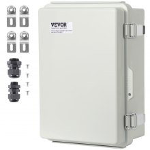 VEVOR Outdoor Electrical Junction Box, 11.81 x 7.87 x 7.08 in, ABS Plastic Electrical Enclosure Box with Hinged Cover Stainless Steel Latch, IP67 Dustproof Waterproof for Outdoor Electrical Projects