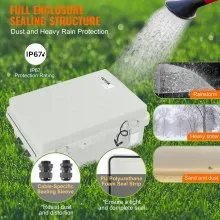 VEVOR Outdoor Electrical Junction Box, 11.81 x 7.87 x 7.08 in, ABS Plastic Electrical Enclosure Box with Hinged Cover Stainless Steel Latch, IP67 Dustproof Waterproof for Outdoor Electrical Projects