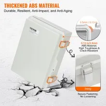 VEVOR Outdoor Electrical Junction Box, 11.81 x 7.87 x 7.08 in, ABS Plastic Electrical Enclosure Box with Hinged Cover Stainless Steel Latch, IP67 Dustproof Waterproof for Outdoor Electrical Projects