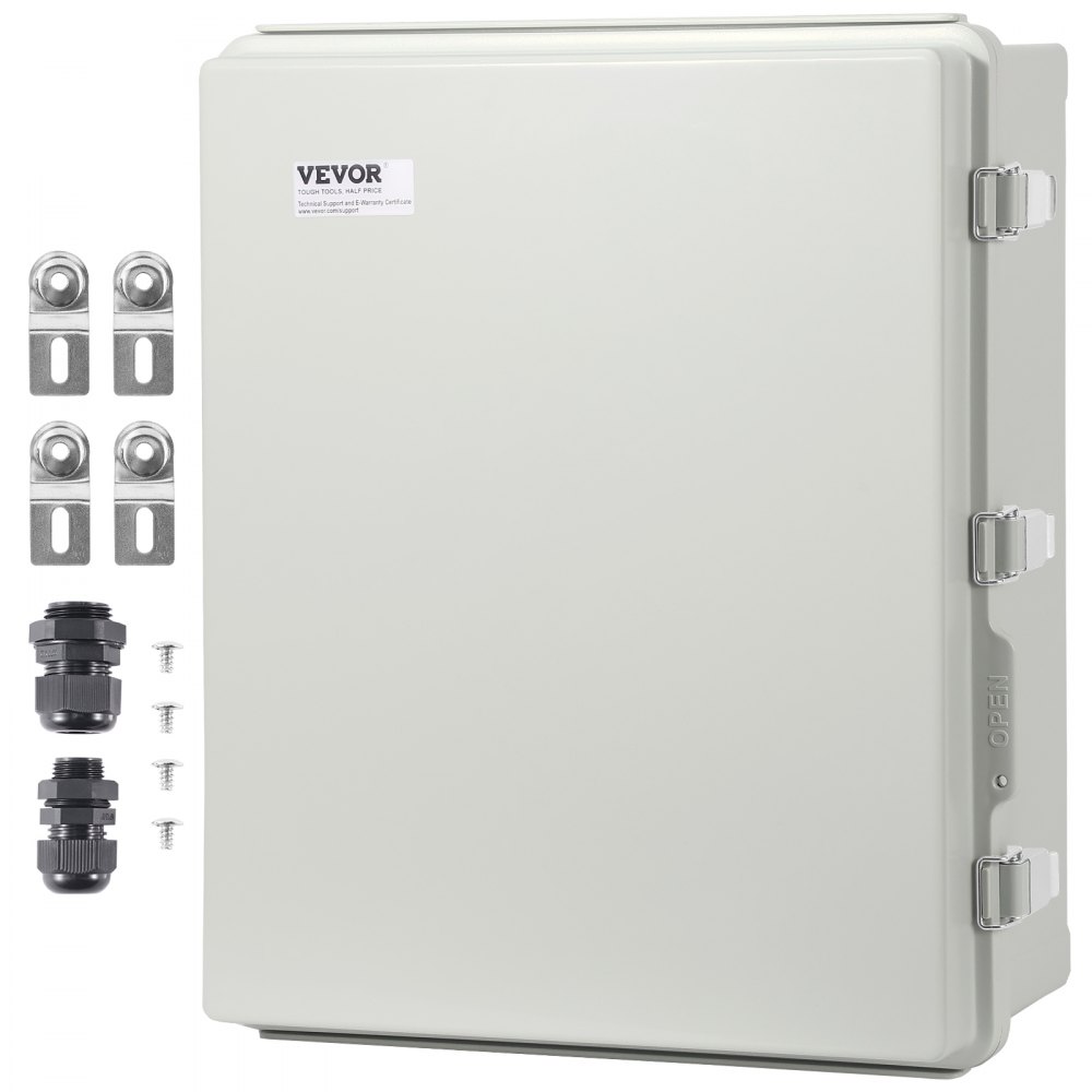 VEVOR Outdoor Electrical Junction Box, 350 x 250 x 150 mm, ABS Plastic Electrical Enclosure Box with Hinged Cover Stainless Steel Latch, IP67 Dustproof Waterproof for Outdoor Electrical Projects