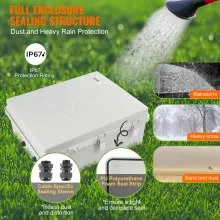 VEVOR Outdoor Electrical Junction Box, 20.87 x 16.92 x 7.87 in, ABS Plastic Electrical Enclosure Box with Hinged Cover Stainless Steel Latch, IP67 Dustproof Waterproof for Outdoor Electrical Projects