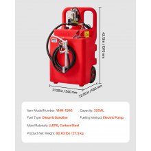 Both diesel and gasoline can be used！Fuel Caddy 32 Gallon Fuel Tank with 12V DC 15 GPM Electric Transfer Pump