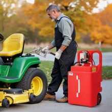 Both diesel and gasoline can be used！Fuel Caddy 32 Gallon Fuel Tank with 12V DC 15 GPM Electric Transfer Pump