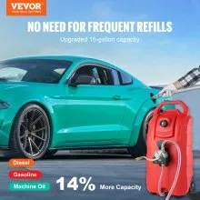 VEVOR 16 Gallon Fuel Caddy, 7.8 L/min, Portable Gas Storage Tank Container with Hand Pump Rubber Wheels, Fuel Transfer Storage Tank for Gasoline Diesel Machine Oil Car Mowers Tractor Boat Motorcycle