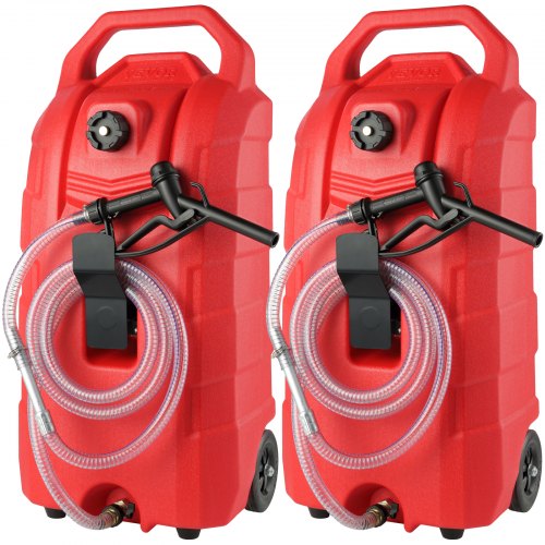 VEVOR 16 Gallon Fuel Caddy, 7.8 L/min, Portable Gas Storage Tank Container with Hand Pump Rubber Wheels, Fuel Transfer Storage Tank for Gasoline Diesel Machine Oil Car Mowers Tractor Boat Motorcycle