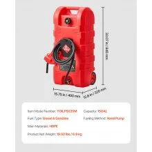 Both diesel and gasoline can be used！VEVOR Fuel Caddy 15 Gallon Portable Fuel Tank with Gravity & Hand Pump Modes