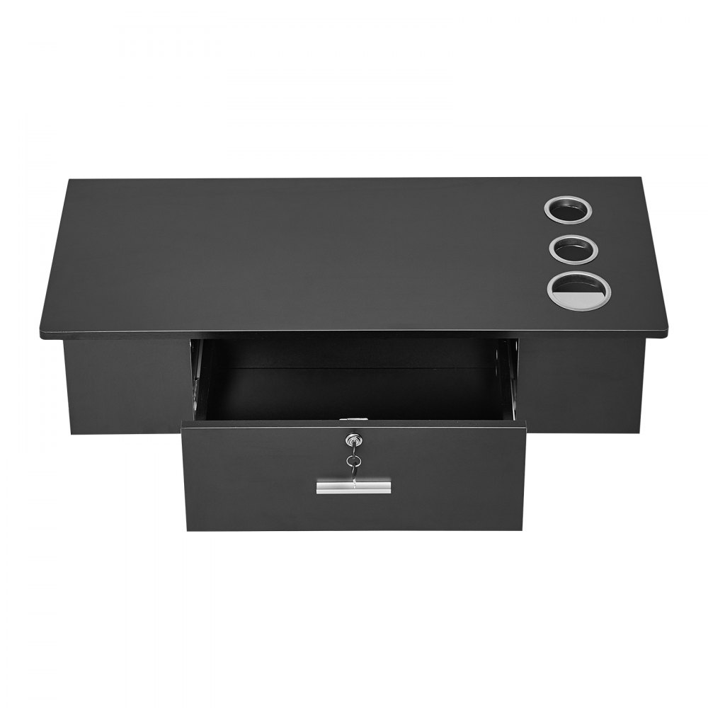 VEVOR Wall Mount Styling Station, Hair Barber Table with 3 Hair Dryer Holders, One Lockable Drawer, Beauty Salon Equipment for SPA, Barber Shop, Home & Bathroom, Black