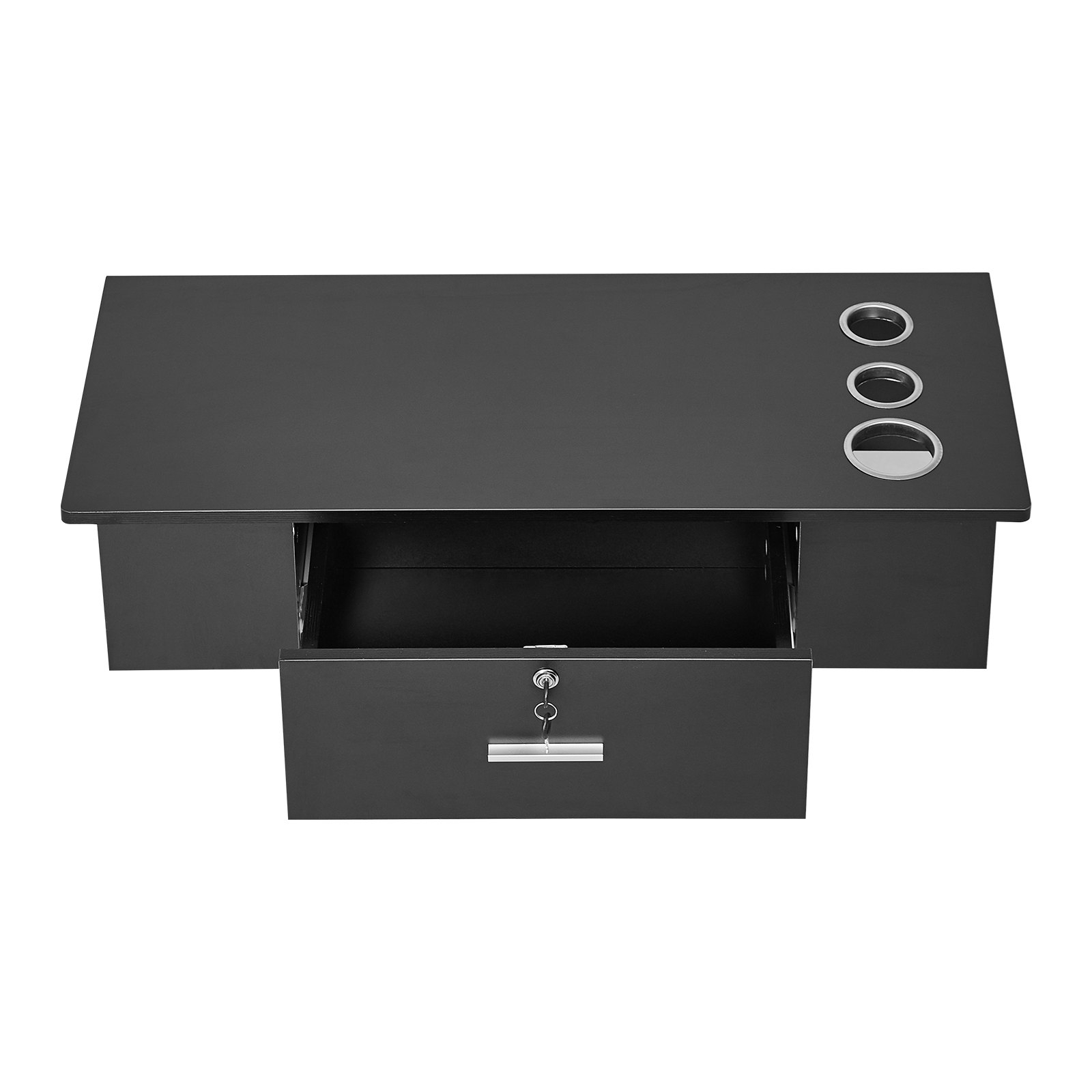 VEVOR Wall Mount Styling Station, Hair Barber Table with 3 Hair Dryer Holders, One Lockable Drawer, Beauty Salon Equipment for SPA, Barber Shop, Home & Bathroom, Black