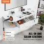 VEVOR Wall Mount Styling Station, Hair Barber Table with 5 Hair Dryer Holders, 2 Drawers(One Lockable), Beauty Salon Equipment for SPA, Barber Shop, Home & Bathroom, Marble White