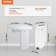 VEVOR Folding ABS Shower Seat 15.7'' x 16.7'' Wall Mounted Shower Bench 440 lbs