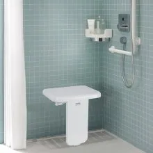 VEVOR Folding ABS Shower Seat 15.7'' x 16.7'' Wall Mounted Shower Bench 440 lbs