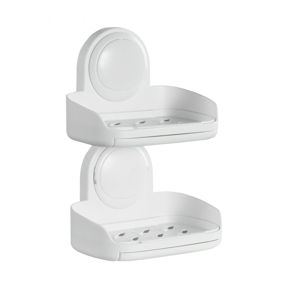 VEVOR Soap Holder for Shower, Double Layer with Suction Cup, Wall Mounted NO-Drilling, Strong Suction Bar Soap Sponge Holder, Self Draining Soap Saver, for Shower Bathroom Bathtub Kitchen, Removable