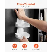 Suction Cup Soap Dish with Double Layer Holder with Drain Tray for Shower