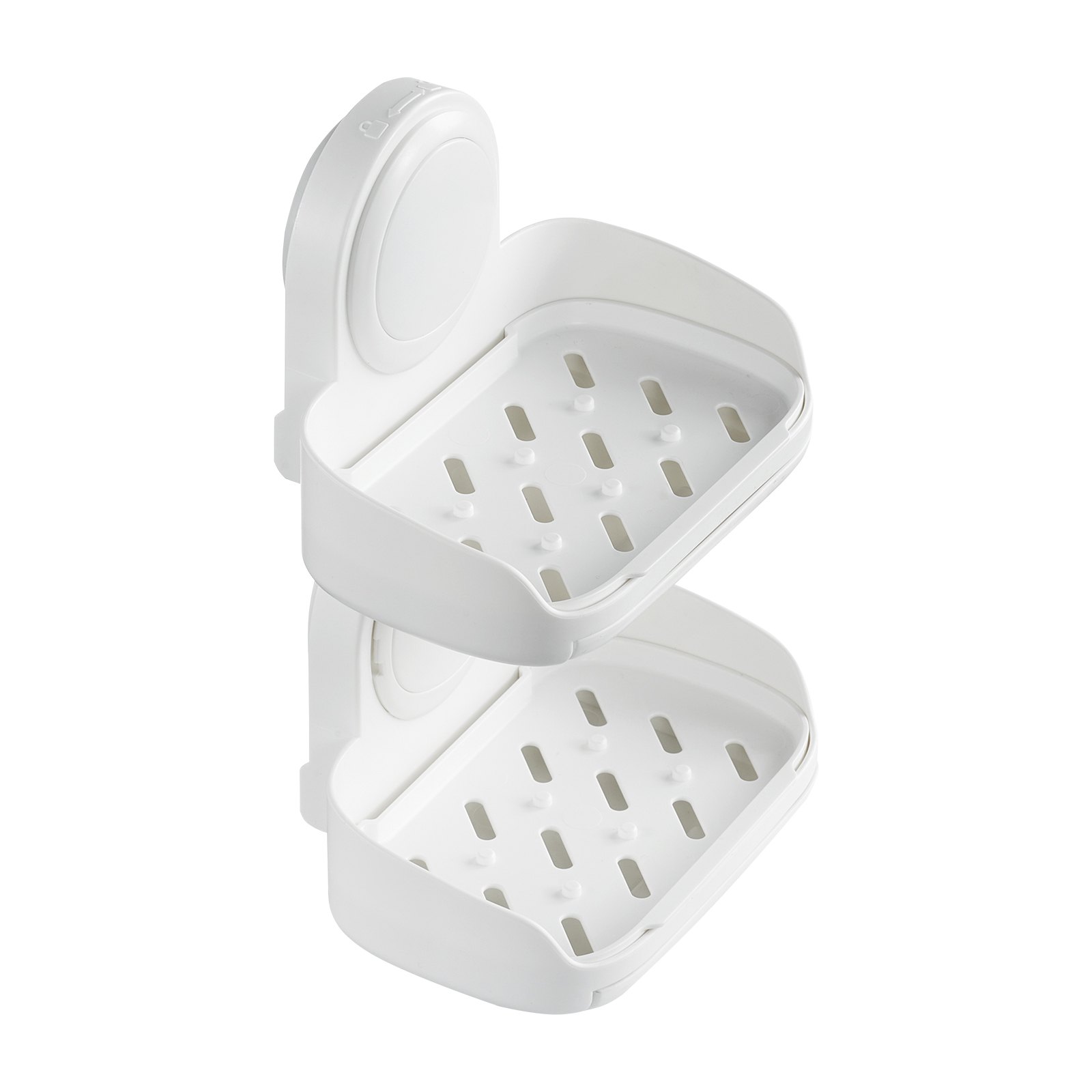 VEVOR Soap Holder for Shower, Double Layer with Suction Cup, Wall Mounted NO-Drilling, Strong Suction Bar Soap Sponge Holder, Self Draining Soap Saver, for Shower Bathroom Bathtub Kitchen, Removable