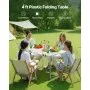 VEVOR Folding Table, 4 Ft Heavy Duty Portable Fold-in-Half Utility Table, Indoor Outdoor Plastic Rectangle Table with Adjustable Height and Built in Handle, for Party, Dining, Picnic, Camping, White