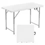 VEVOR Folding Table, 4 Ft Heavy Duty Portable Fold-in-Half Utility Table, Indoor Outdoor Plastic Rectangle Table with Adjustable Height and Built in Handle, for Party, Dining, Picnic, Camping, White