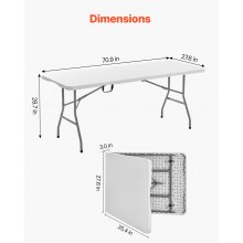 6 Ft Plastic Folding Table Portable Picnic Utility Table Handle Indoor Outdoor