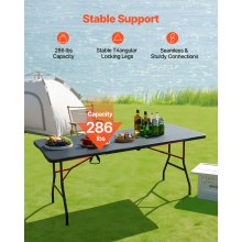6 Ft Plastic Folding Table Portable Picnic Utility Table Handle Indoor Outdoor