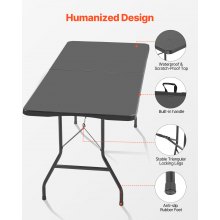 6 Ft Plastic Folding Table Portable Picnic Utility Table Handle Indoor Outdoor